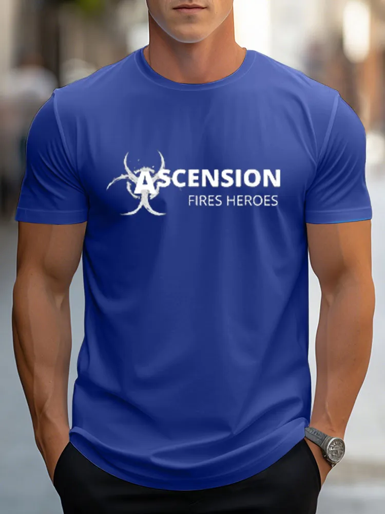 Men'S Ascension Fires Heroes Pure Cotton Round-Neck Short-Sleeved T-Shirt