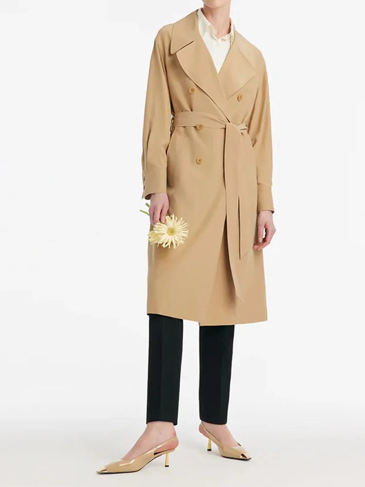 Mulberry Silk Women Trench Coat With Belt