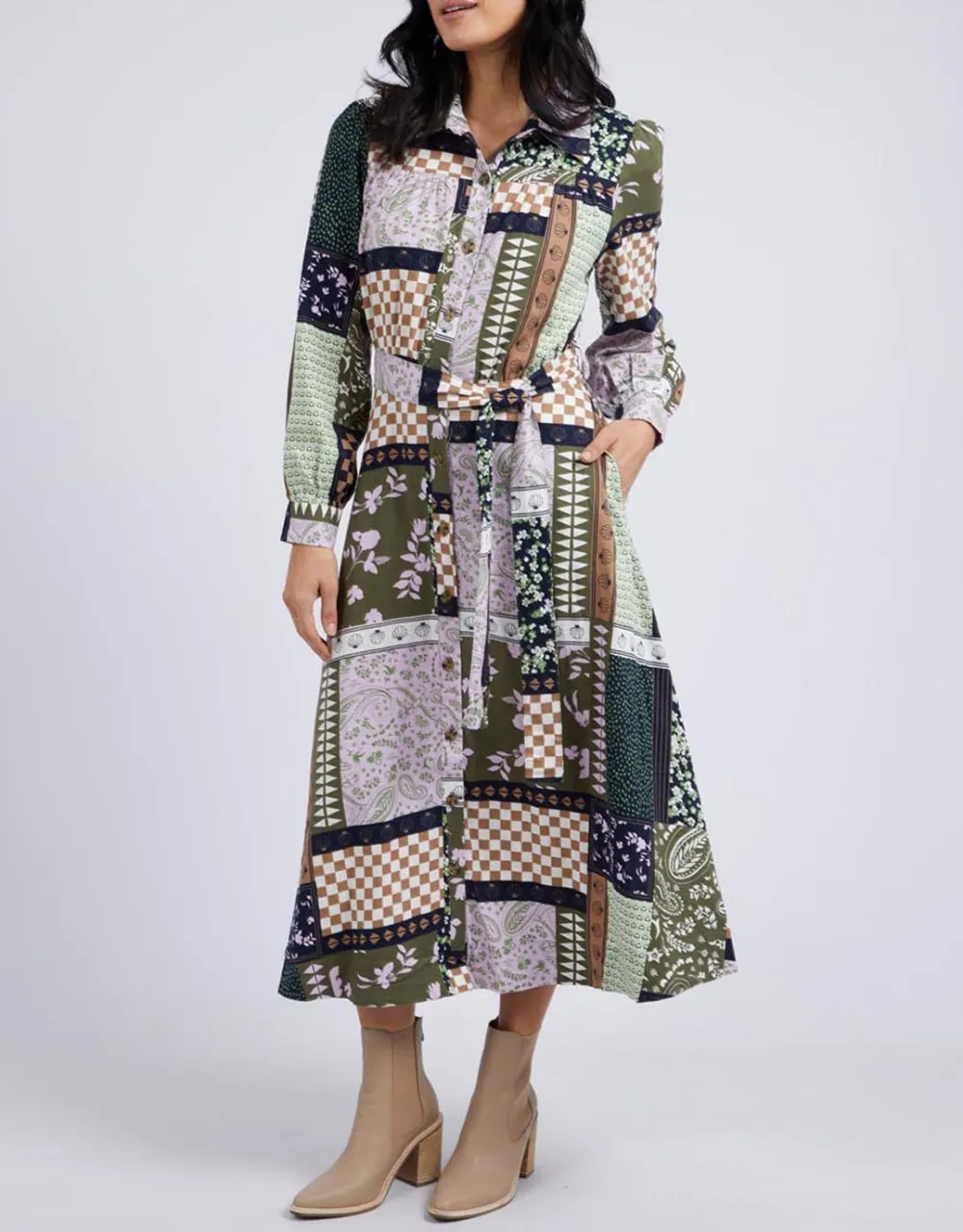 Vetiver Patchwork Dress - Patchwork Print