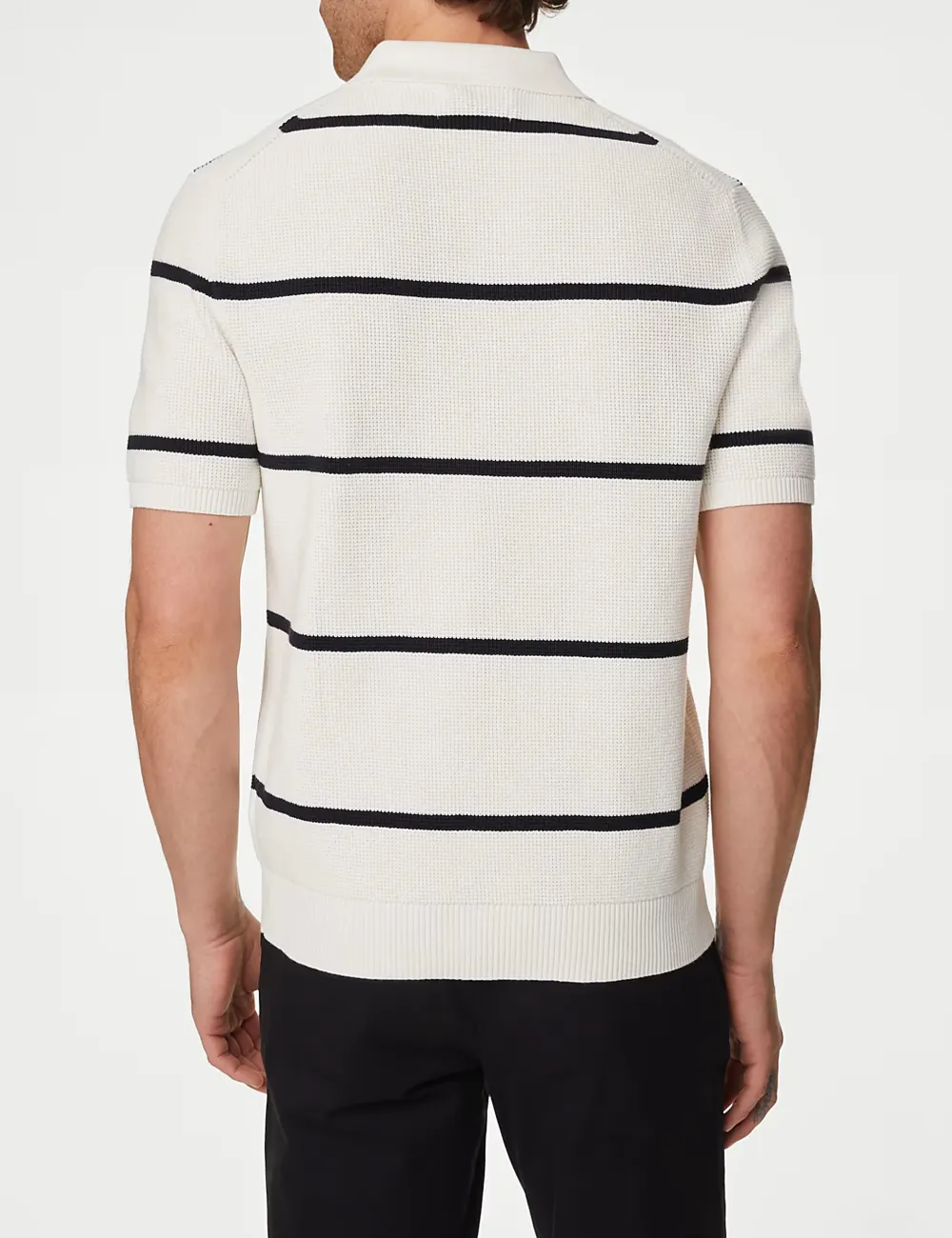 Cotton Rich Striped Knitted Polo Shirt