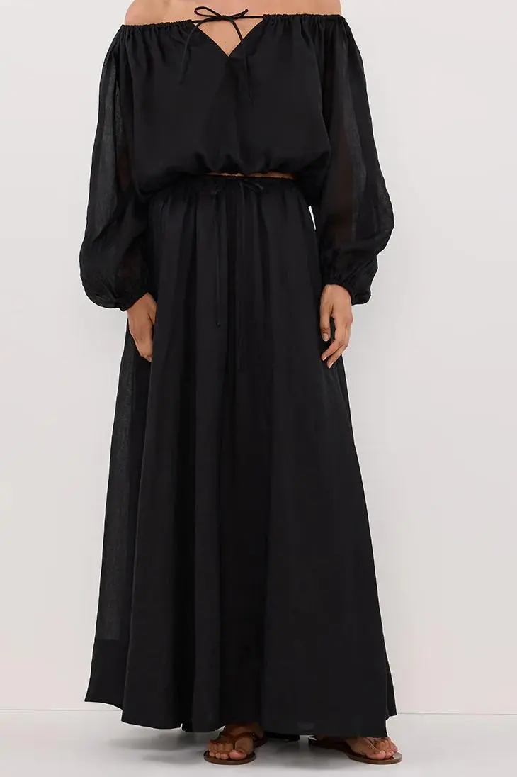 LAYNE BLACK RAMIE MAXI SKIRT