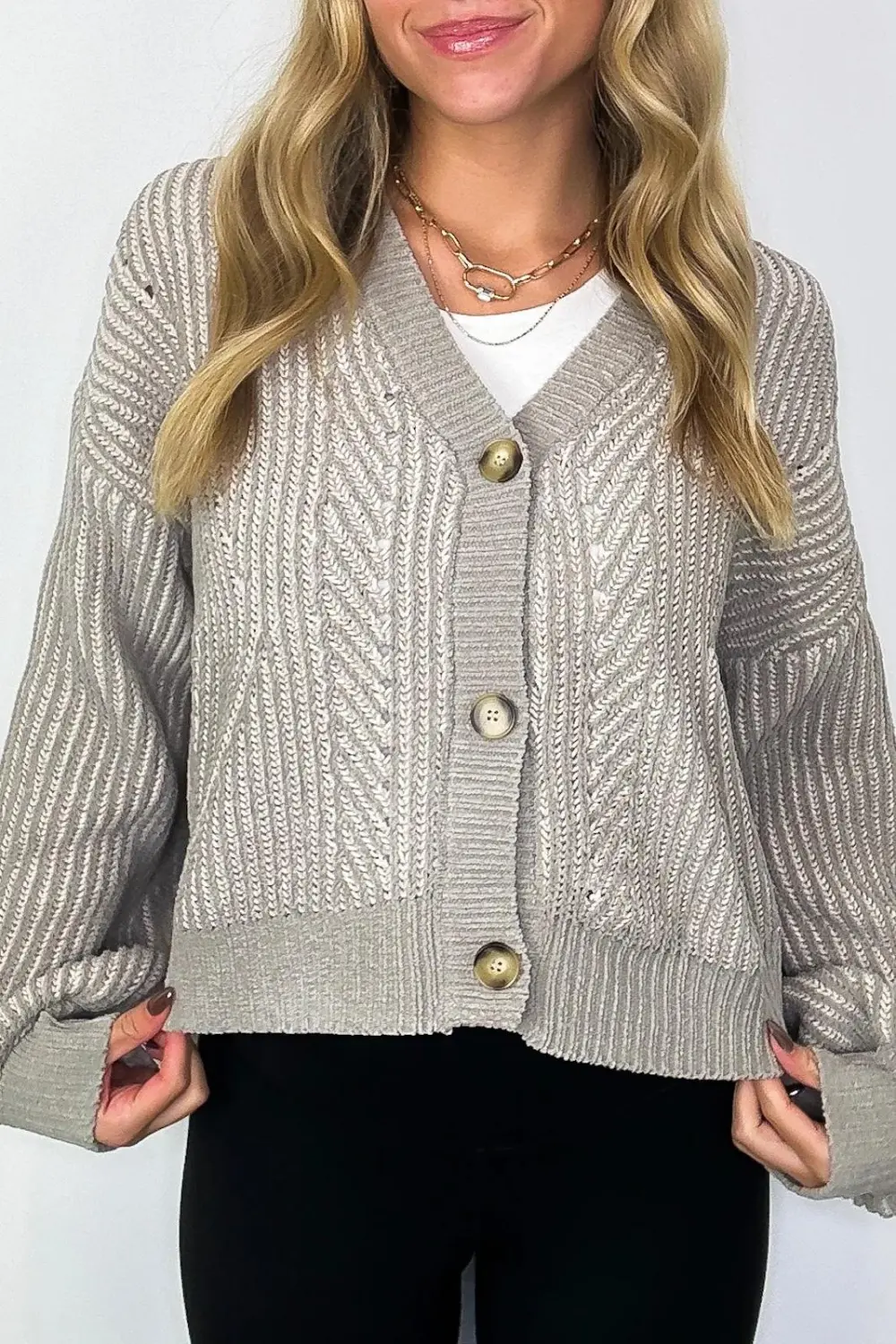 Two Tone Button Down Cardigan