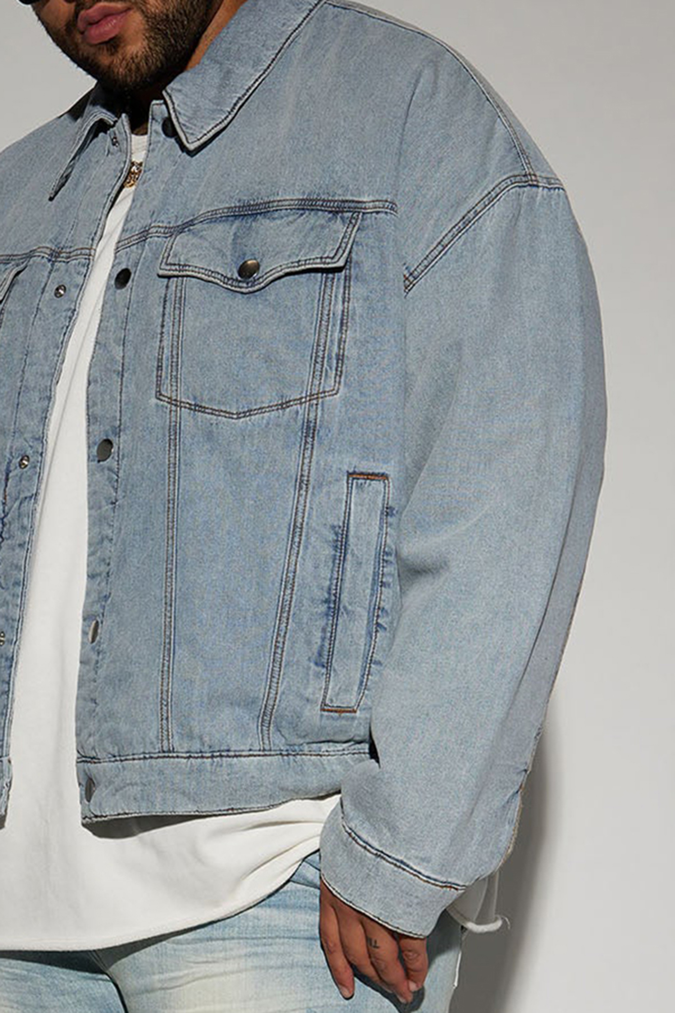 Proud Of Me Padded Denim Jacket - Light Blue