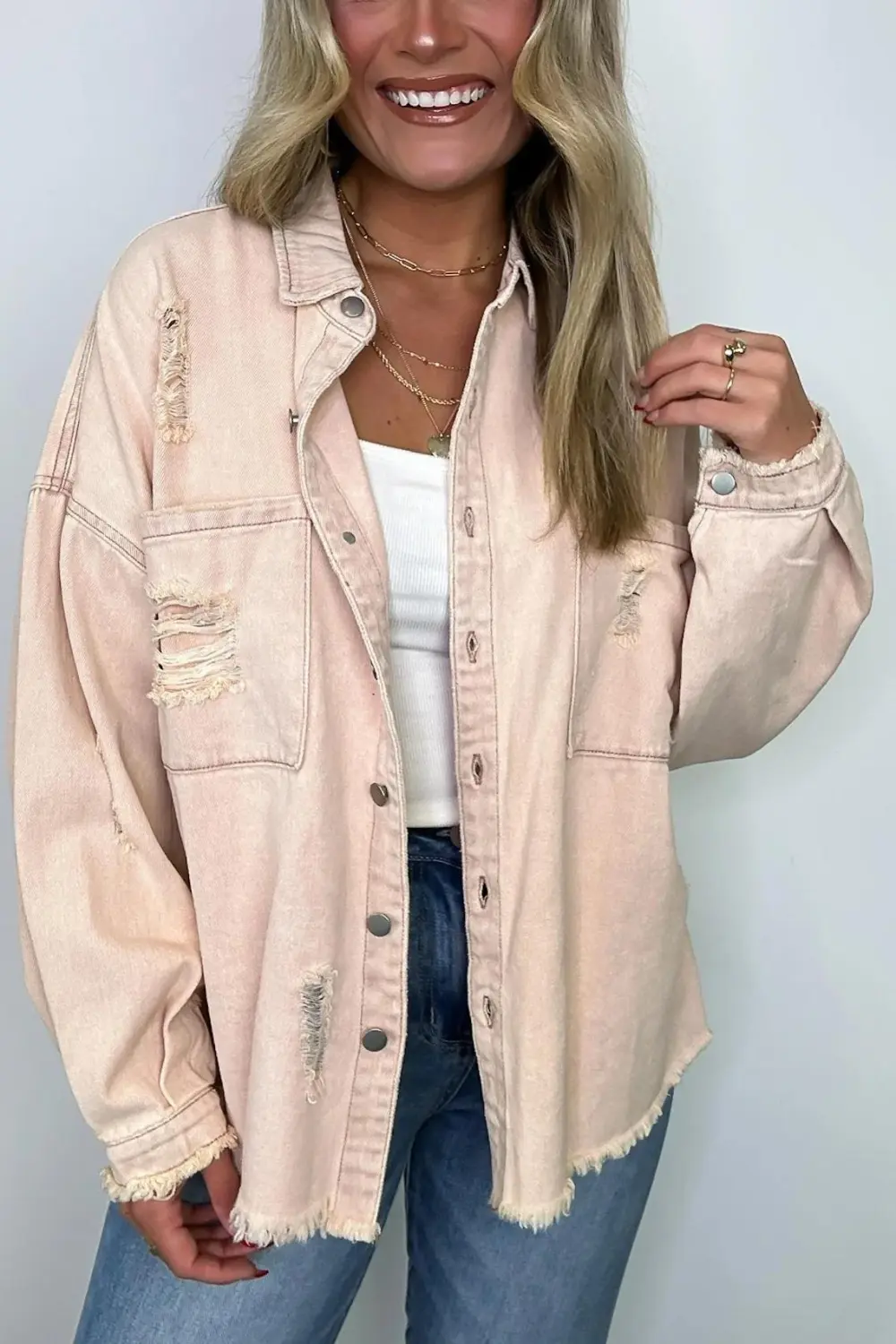 Oversized Distressed Denim Jacket