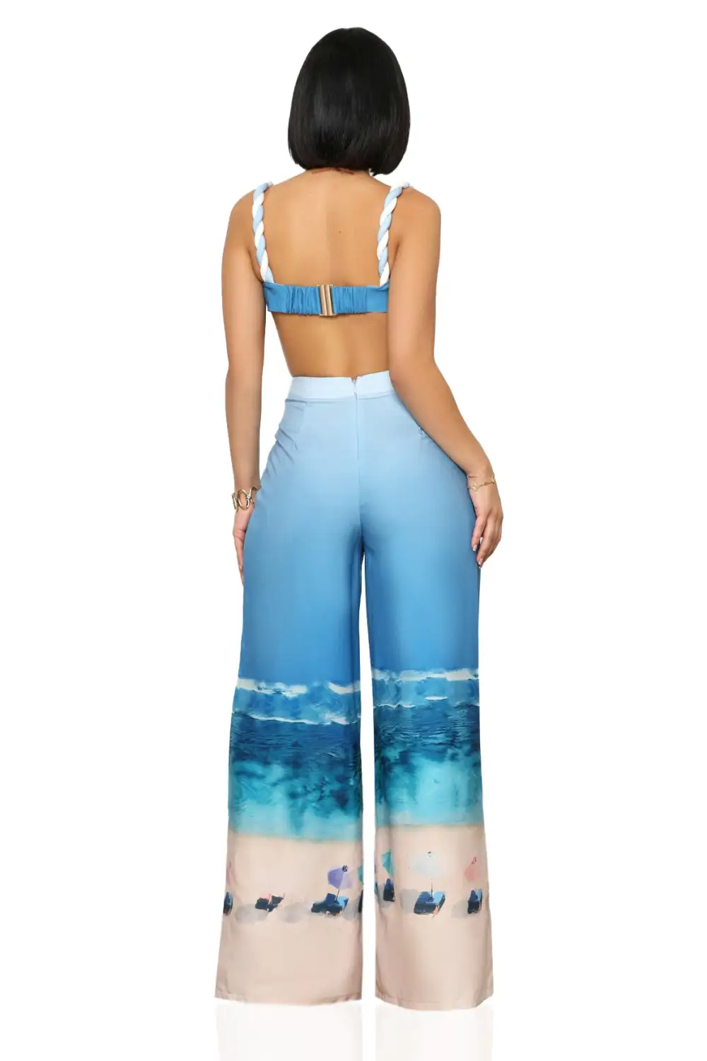 Slay-Cation Pants Set (Blue Multi)