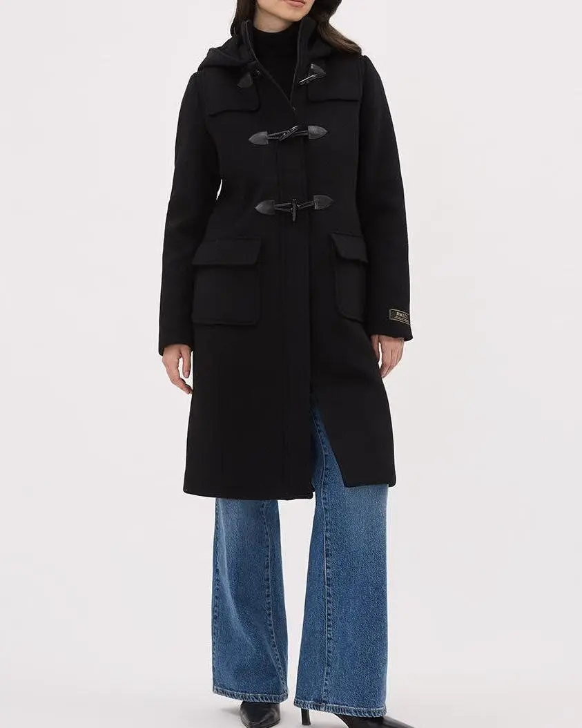 Hooded Wool Coat With Toggle Closure