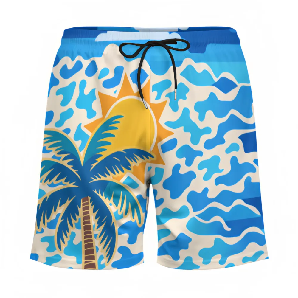 Coconut Tree Summer Sports Beach Shorts By The Sea
