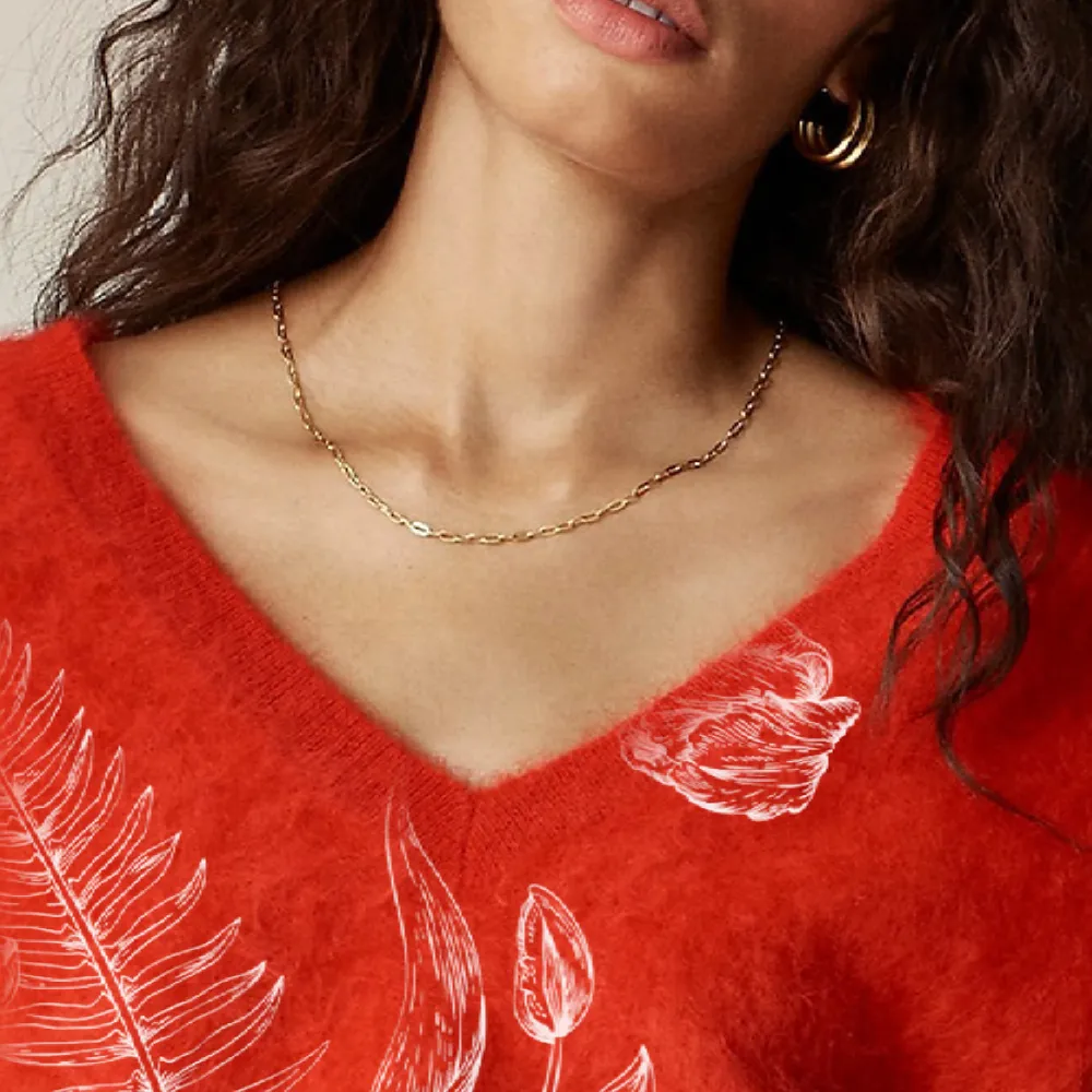 Brushed cashmere cropped V-neck sweater