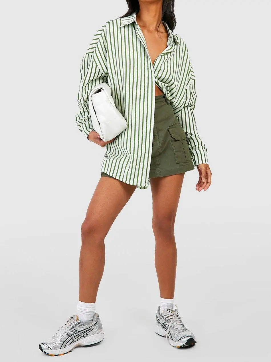 STRIPE DROP SHOULDER OVERSIZED SHIRT