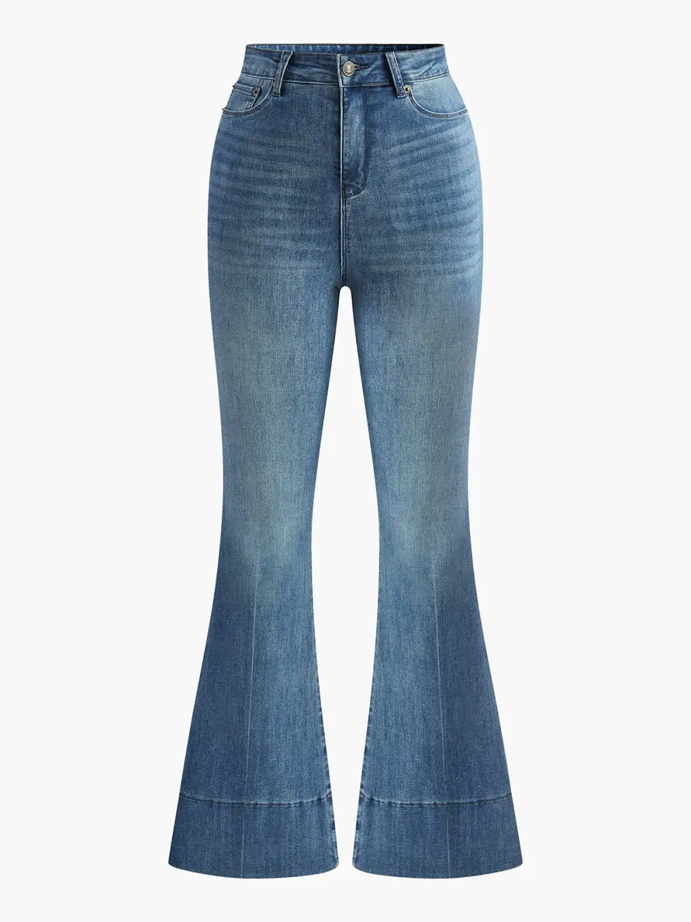 Washed Mid-Waist Flared Jeans