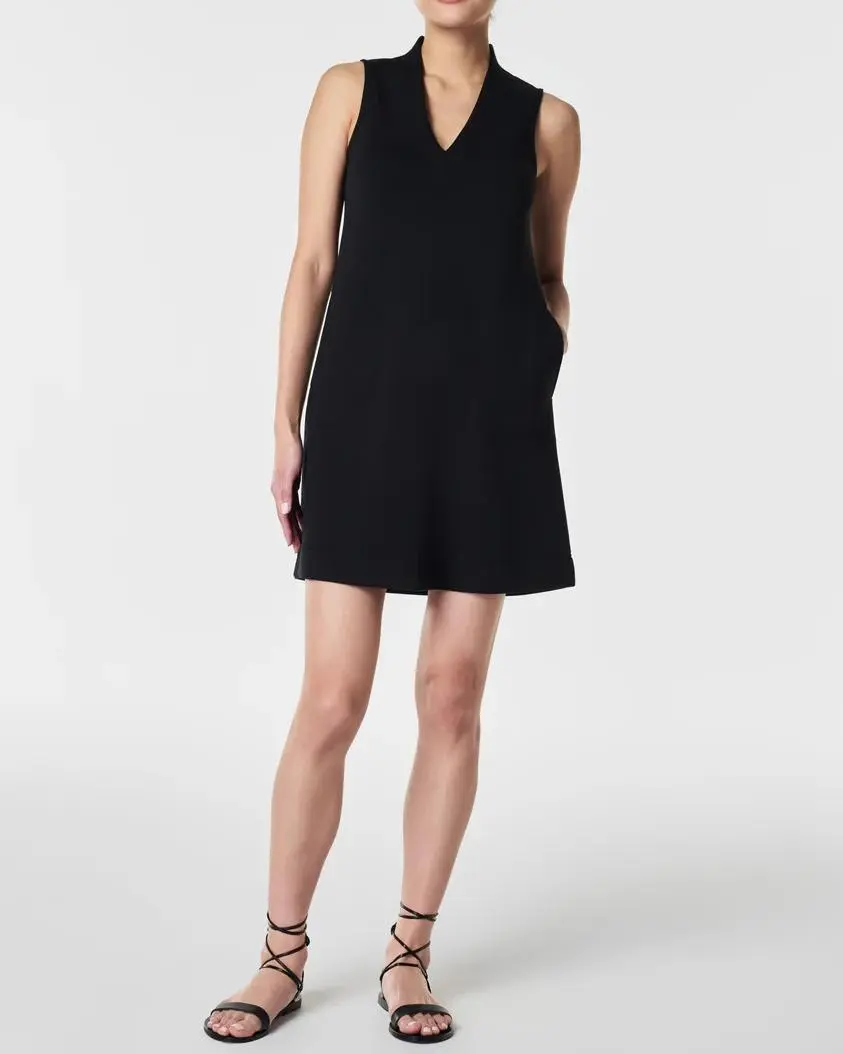 Very Black V-Neck Mini Dress