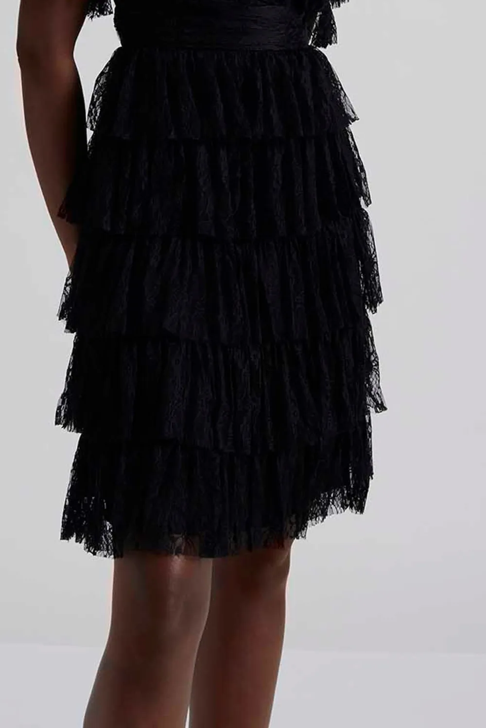 Ruffled Lace Mini Dress