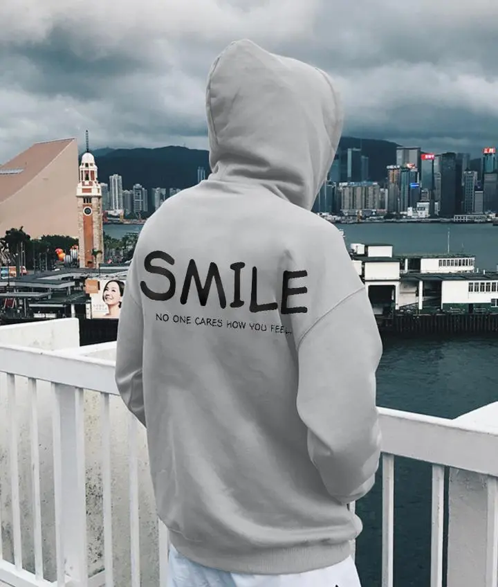 Smile No One Cares How You Feel Fun Monogram Hoodie