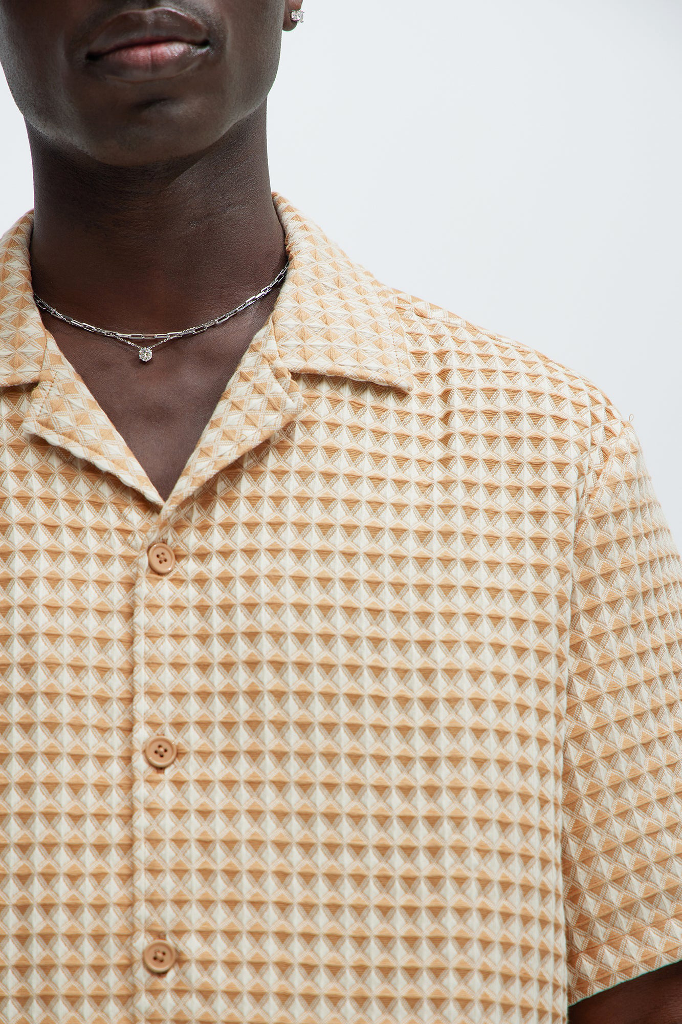 Dimensional Textured Button Up Shirt - Greencombo