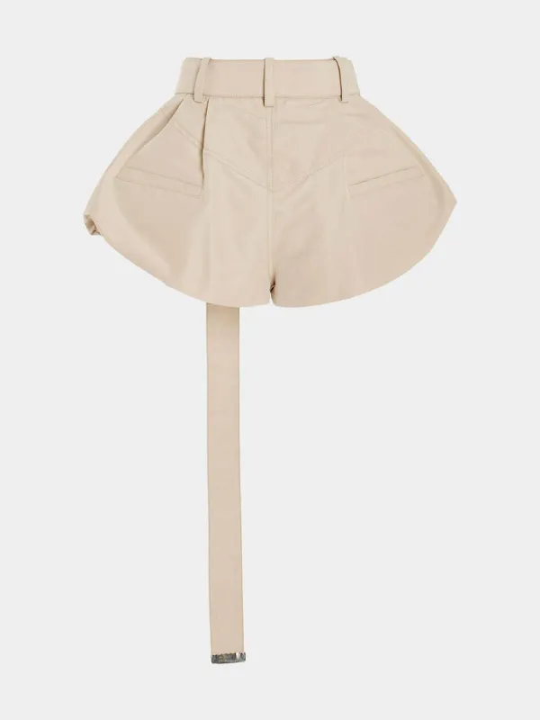 Plain Wide-Leg Shorts With Belt