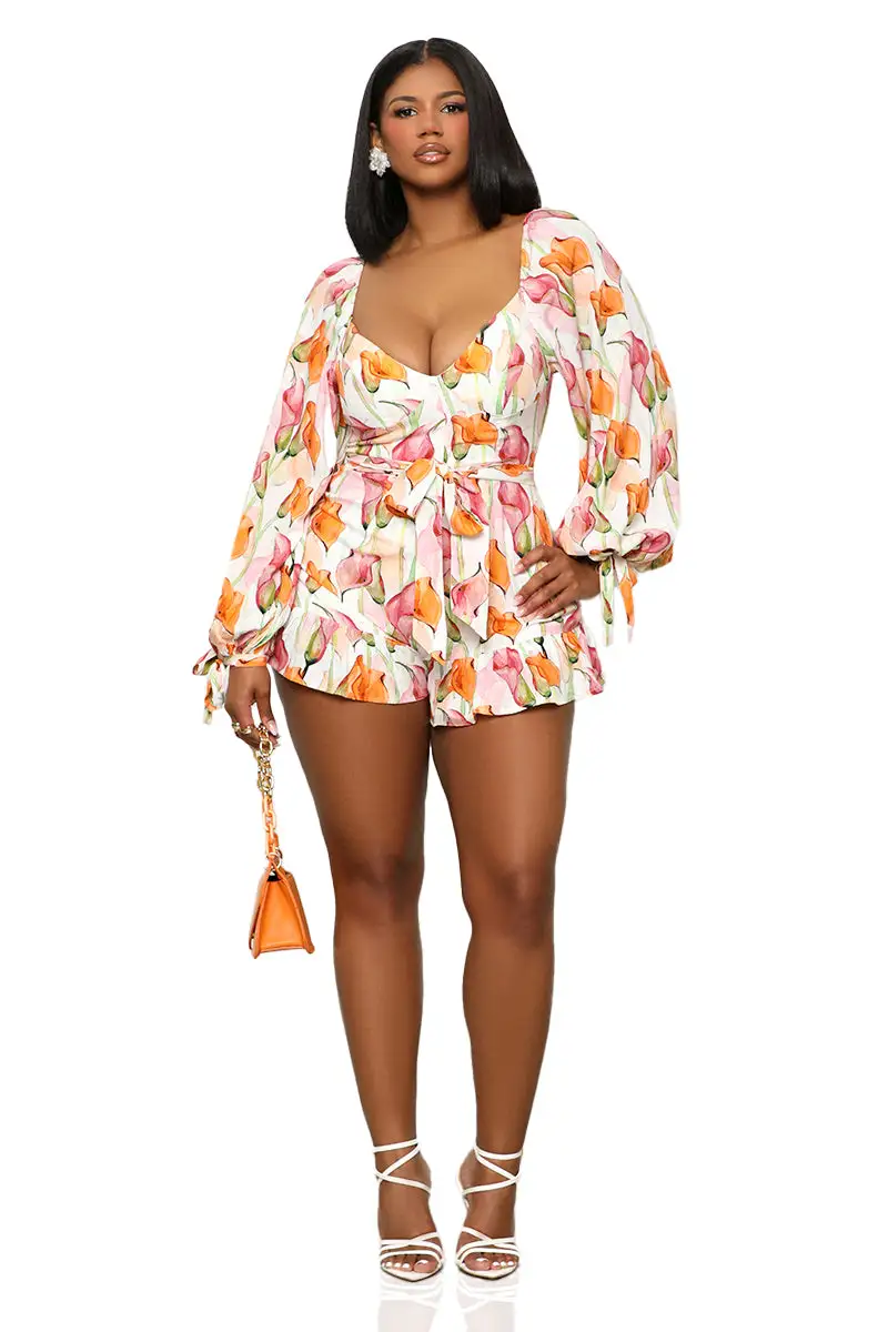 Garden Of Florals Romper (Orange Multi)