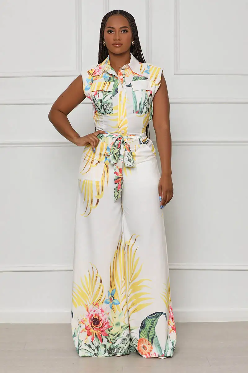 Moments Of Spring Jumpsuit (White Multi)- FINAL SALE