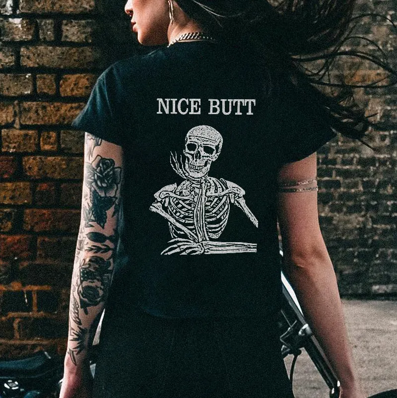 Nice Butt Printed Skeleton T-shirt