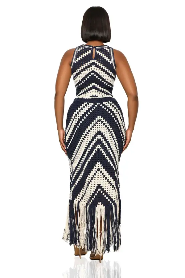 Yacht Day Skirt Set (Navy & Cream)
