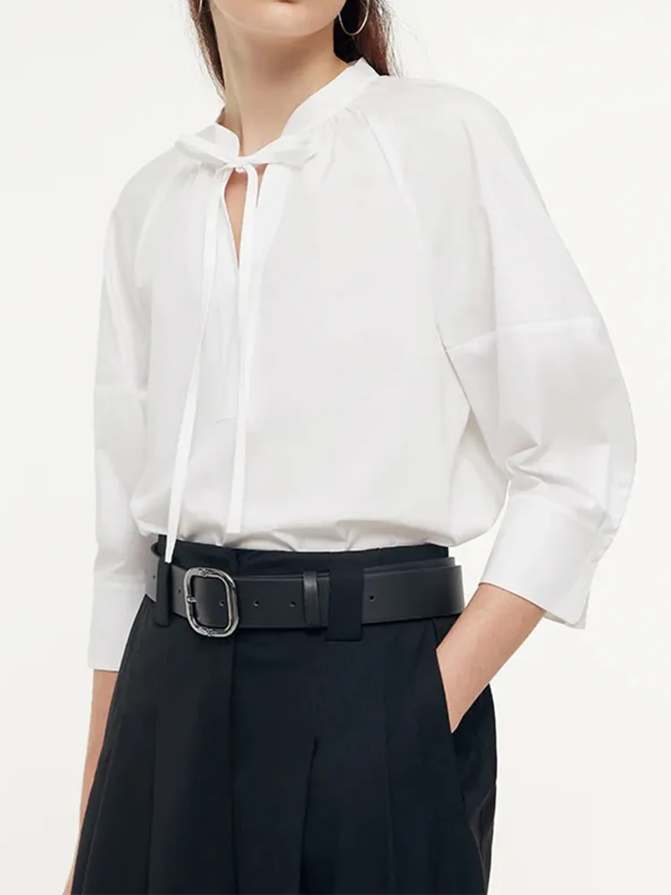 Cotton Tie Front Women Blouse