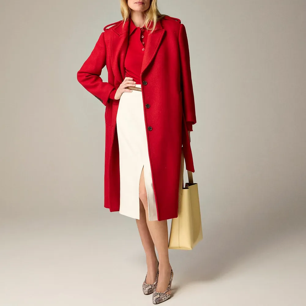 Wrap trench coat  double-faced wool blend