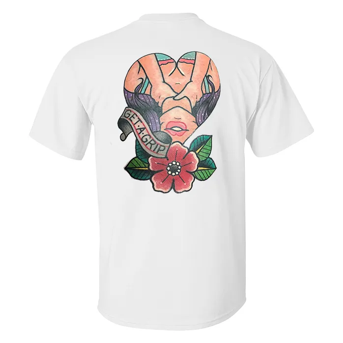 Get A Grip Floral Lady Print Men's T-shirt