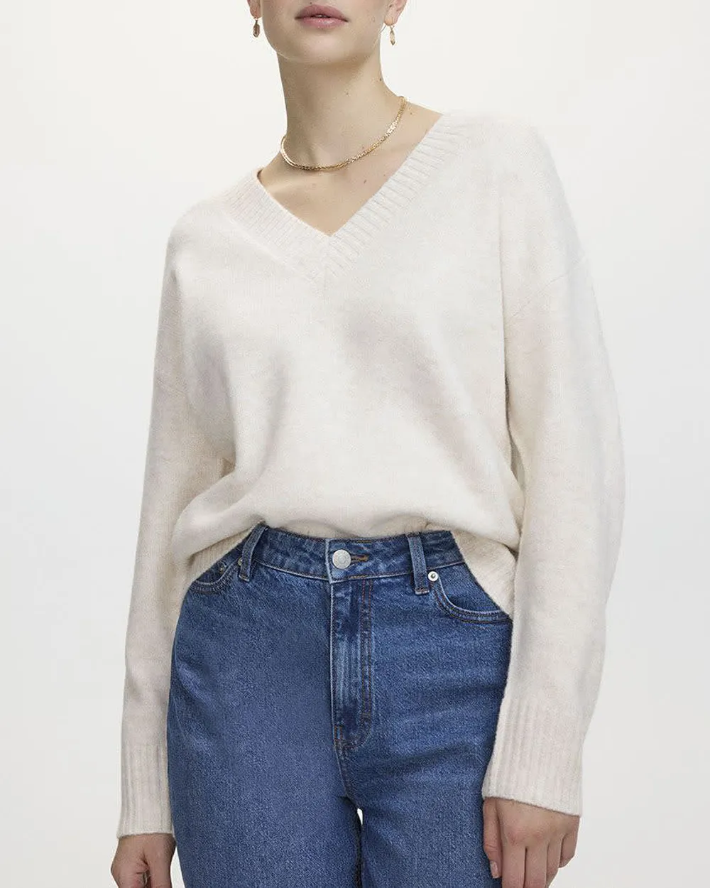 PlushSoft Long-Sleeve V-Neck Sweater