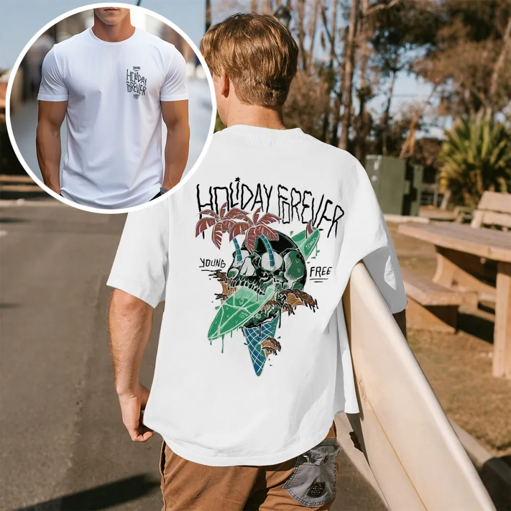 Skull And Ice Cream Print Casual T-Shirts