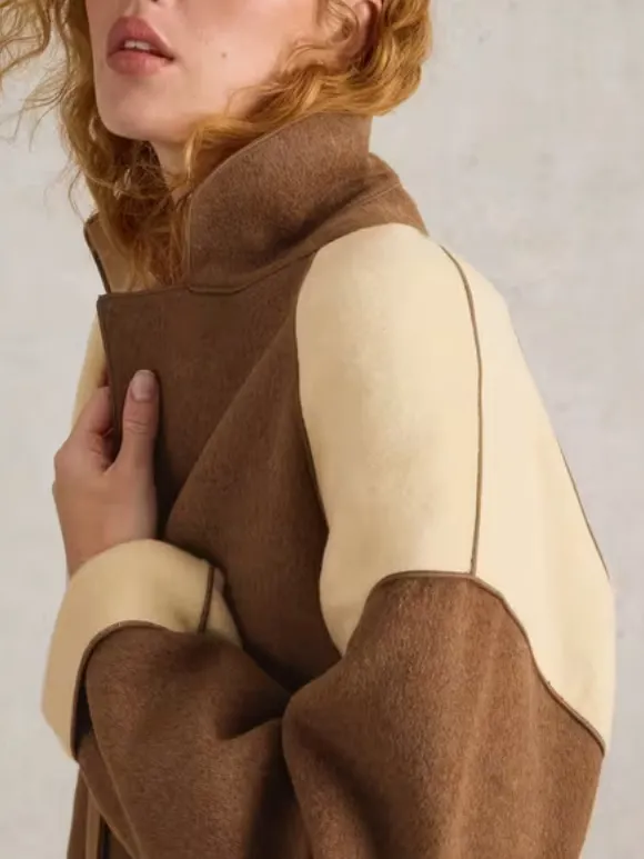 Sabine Wool Blend Coat In Natural Multi