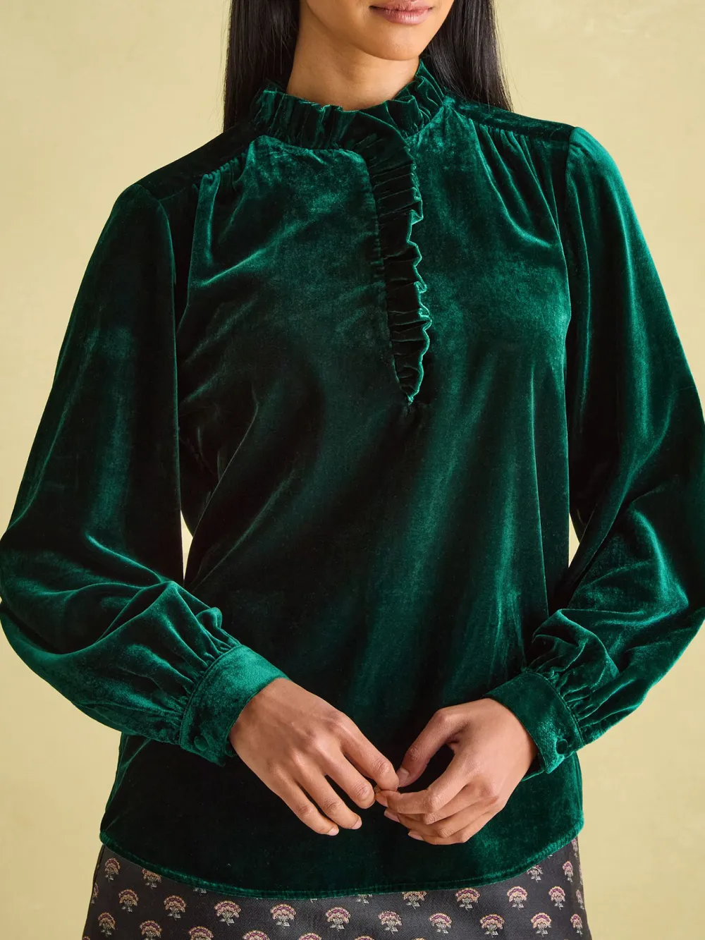 Melanie Green Velvet Blouse