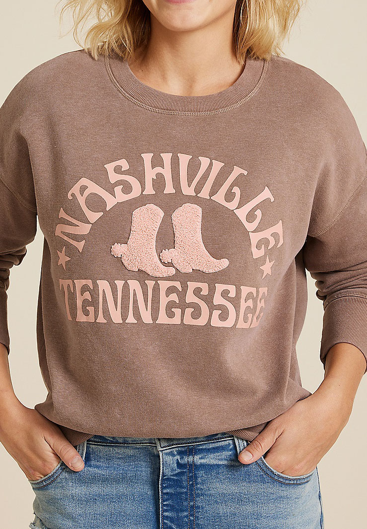 Nashville Tennessee Chenille Boot Relaxed Fit Sweatshirt