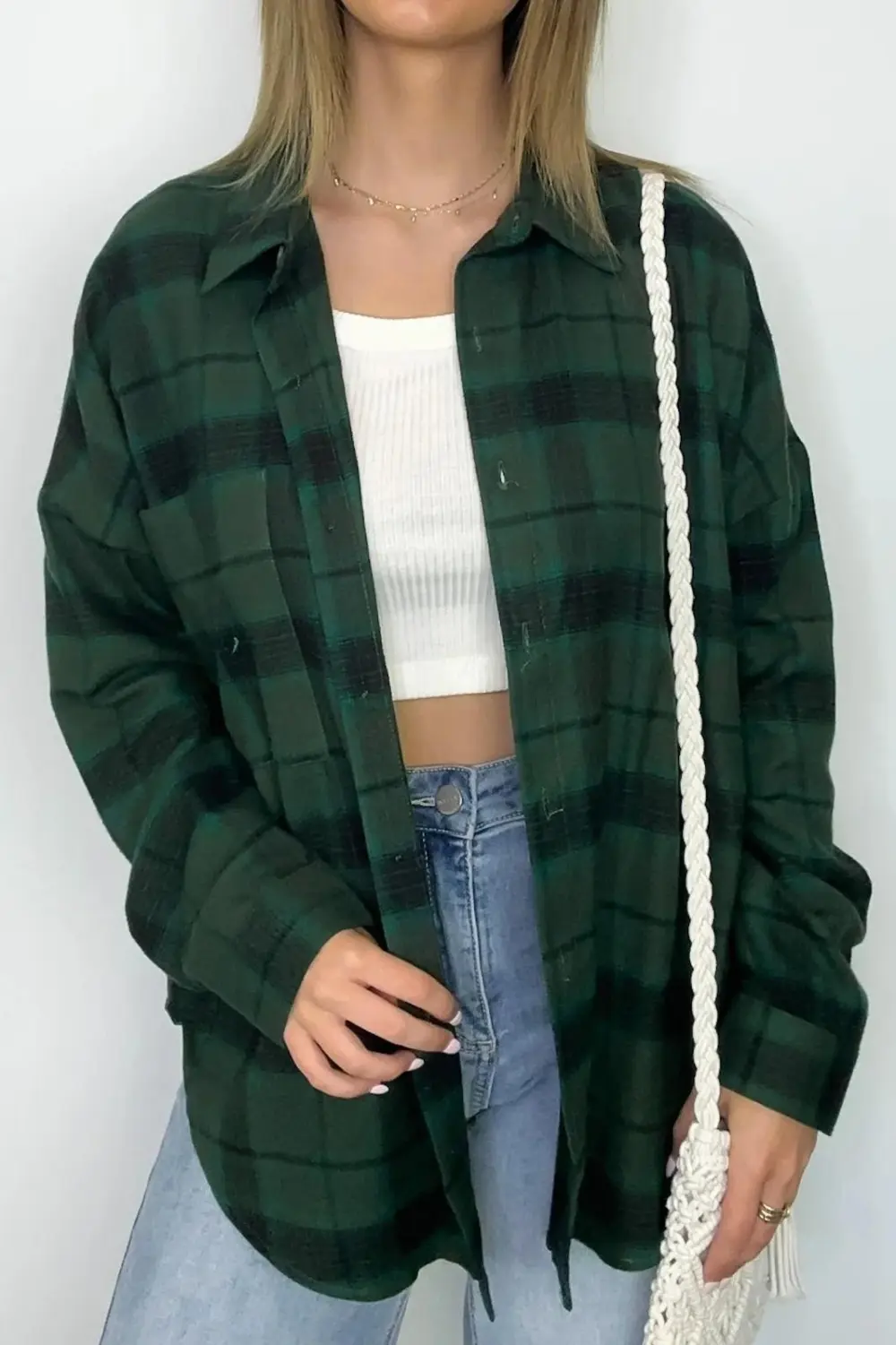 Gemini Plaid Button Down Top