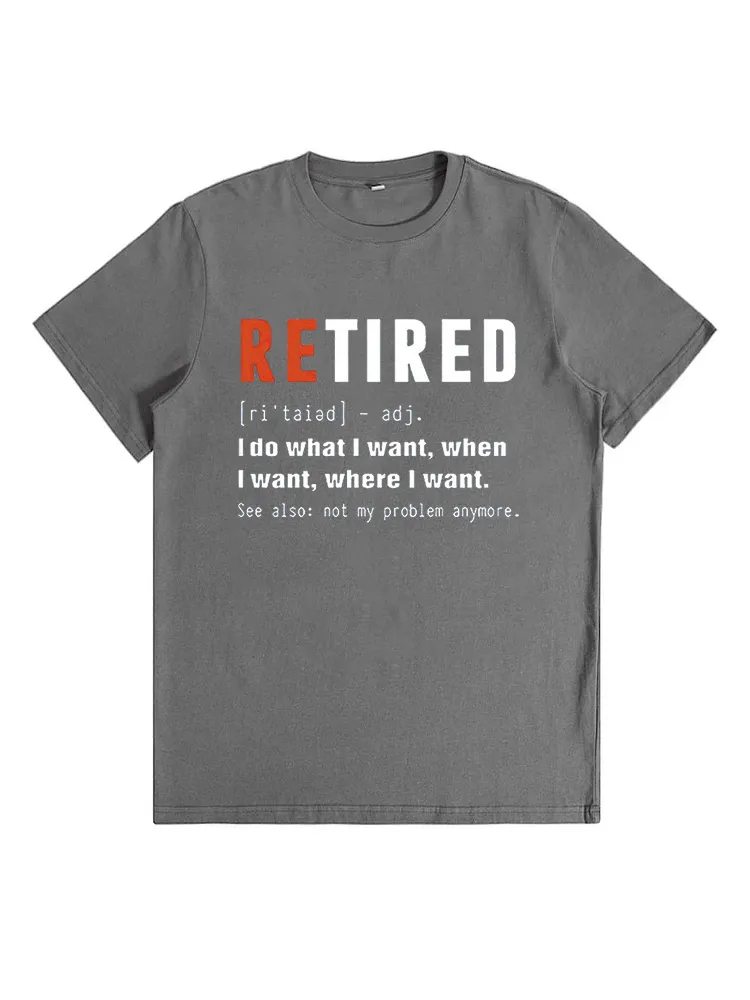 Funny Retired Definition Cotton Short Sleeve Graphic T-Shirt