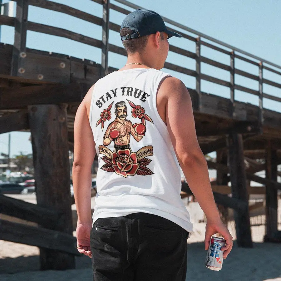Stay True Boxer Print Men's Vest