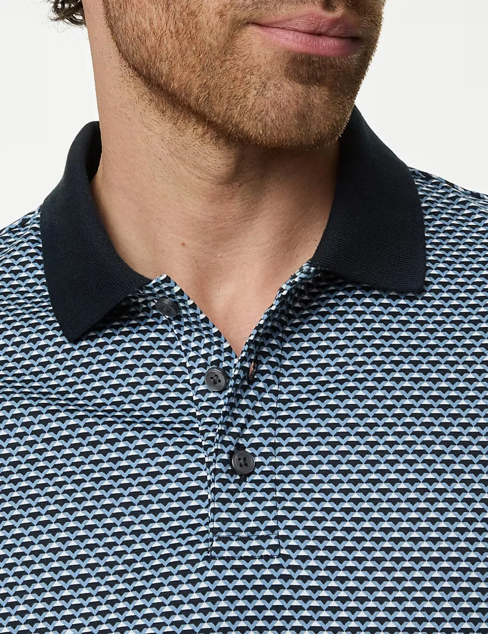 Pure Cotton Geometric Print Polo Shirt