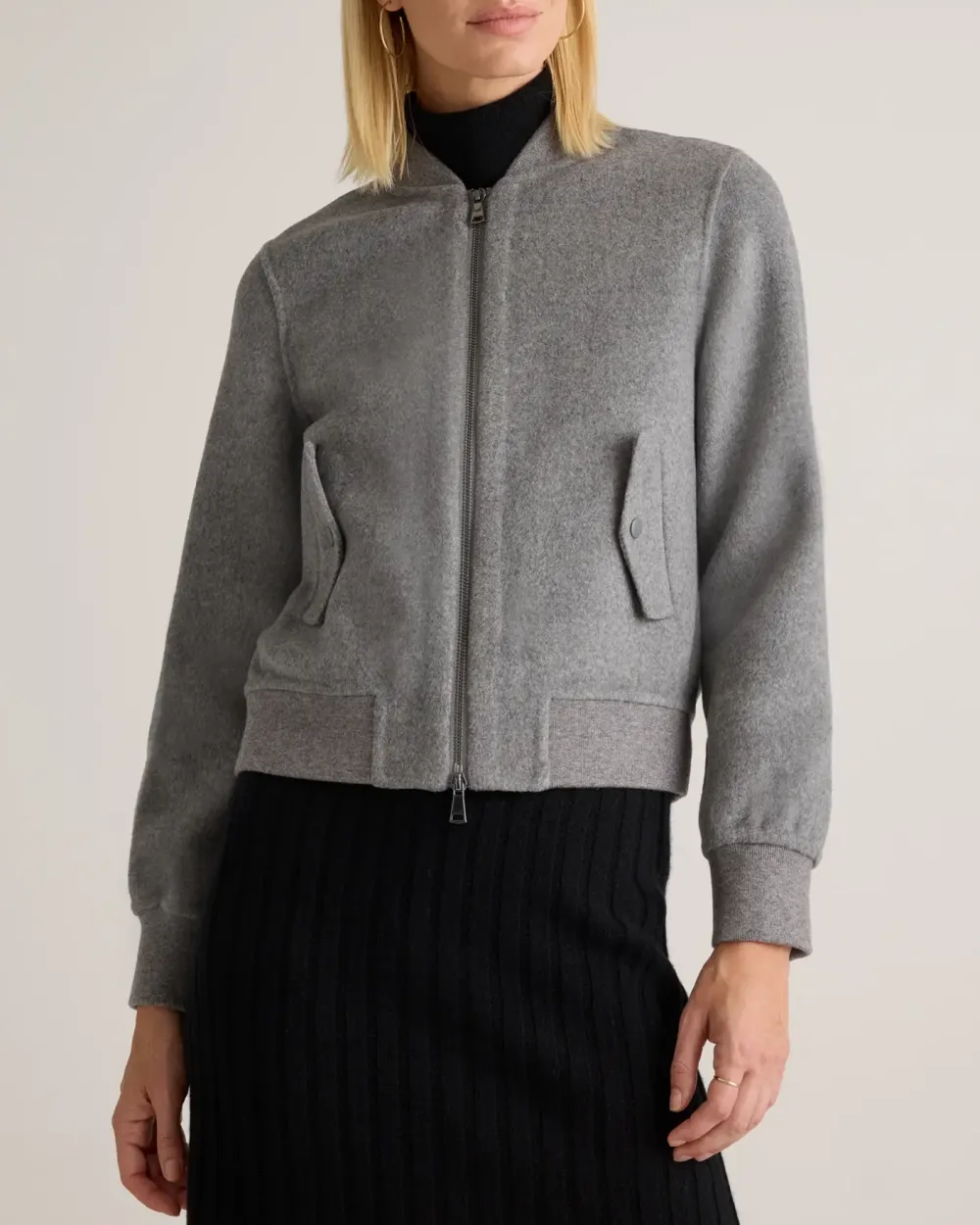 Double-Faced Merino Wool Bomber Jacket