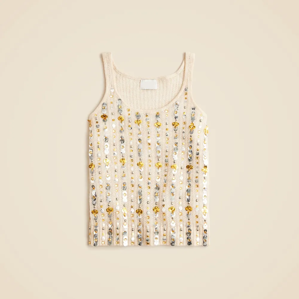 embellished pointelle sweater-tank