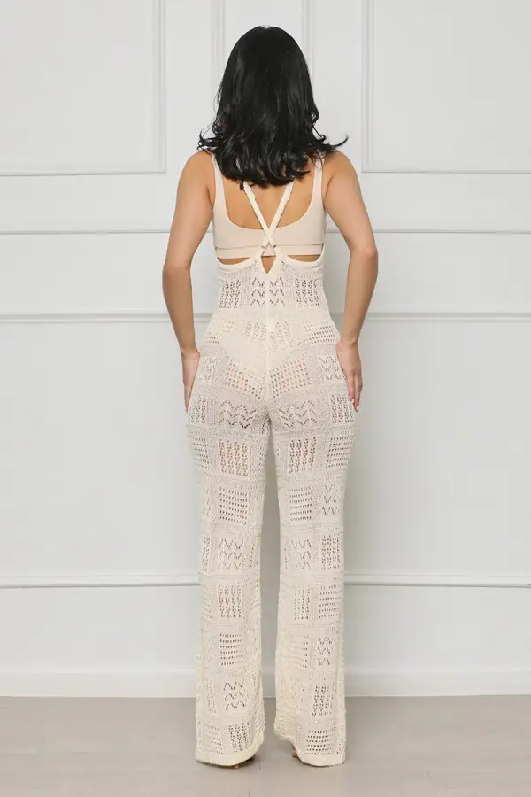 Island Escape Crochet Jumpsuit (Cream)- FINAL SALE