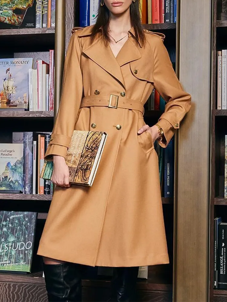 Worsted Wool Women Trench Coat