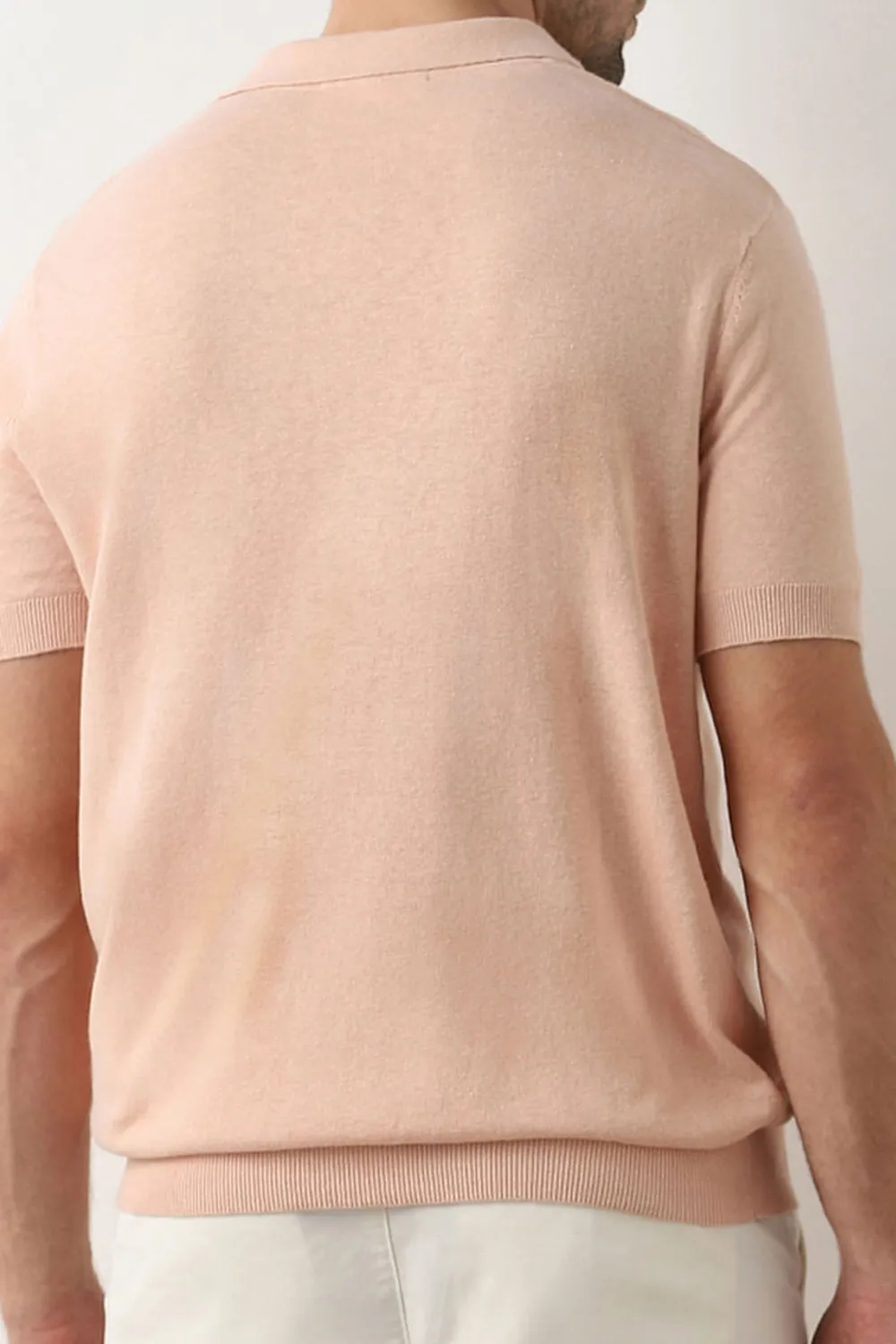 Peach Linen Polo T-shirt