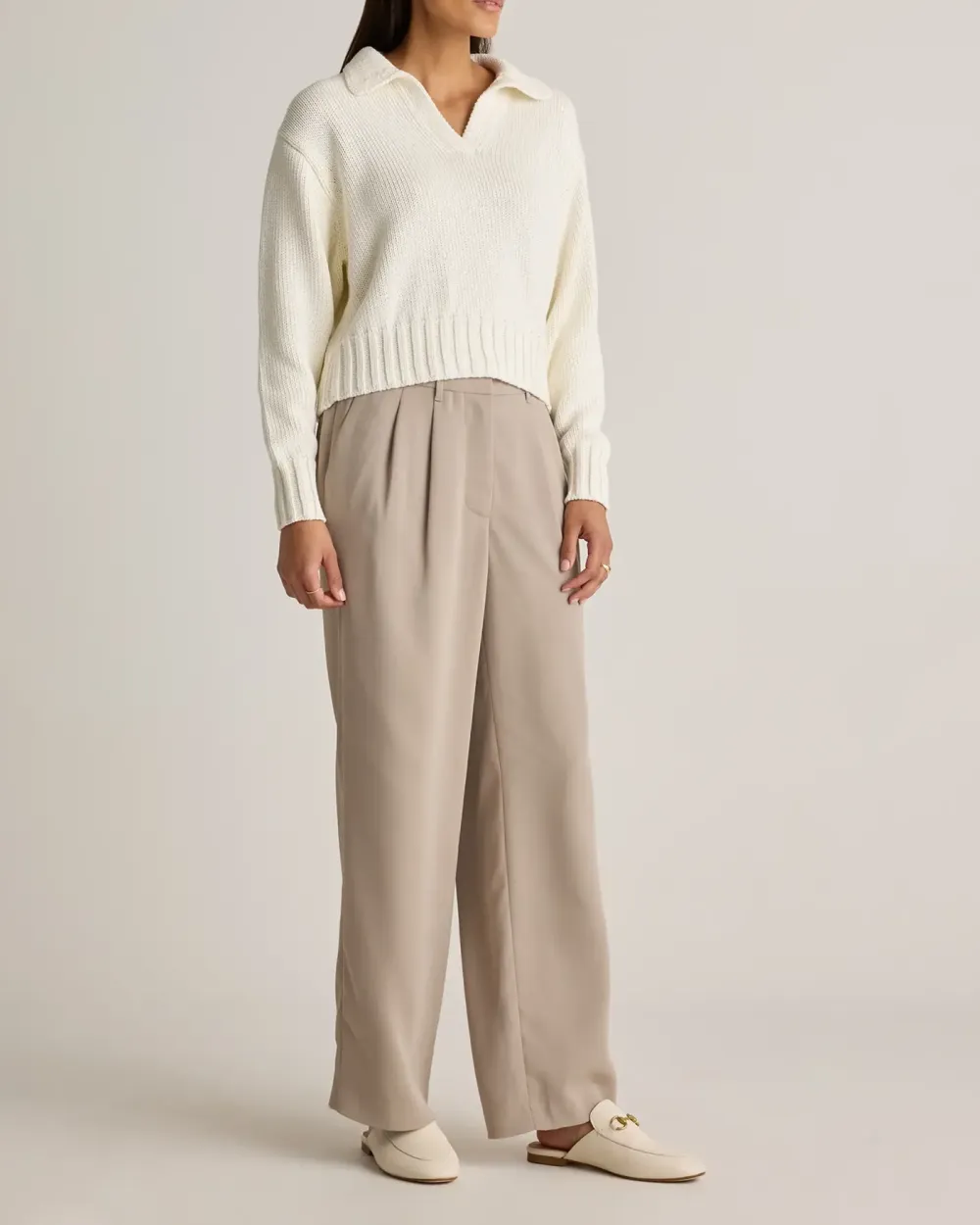 Front Pleats Wide Leg Pants