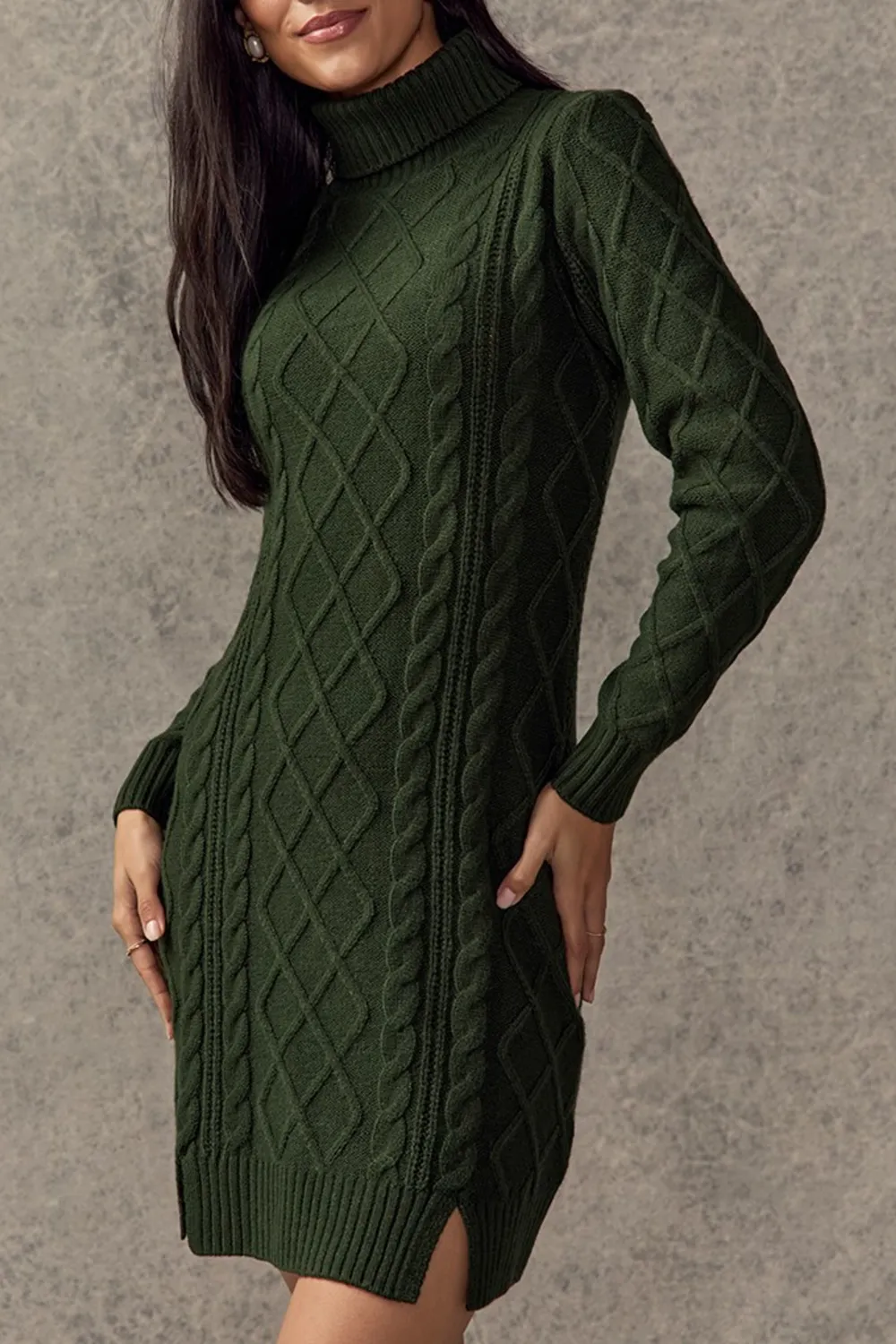 May Cable Knit Mini Sweater Dress