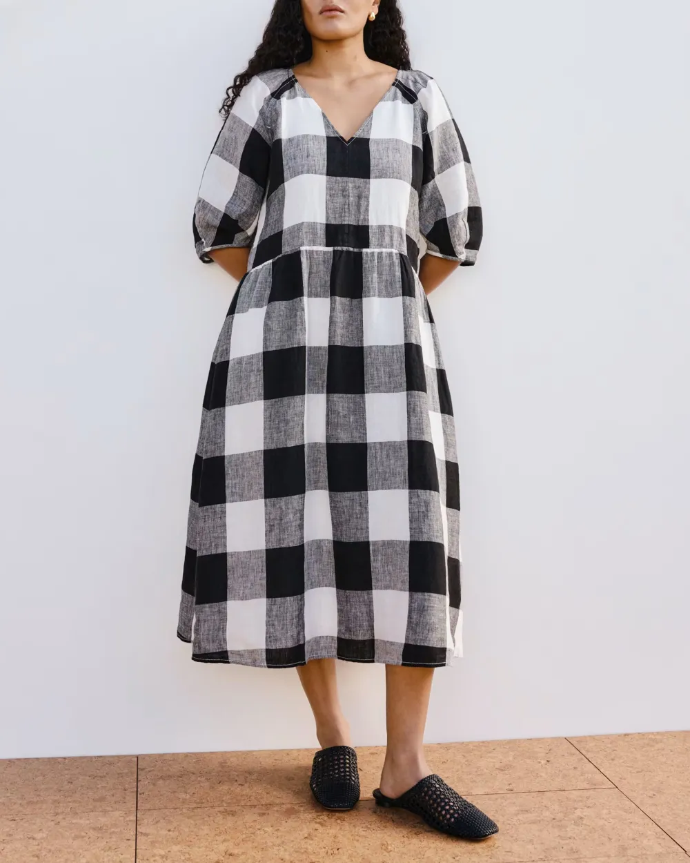 The Linen Oversized Puff-Sleeve Dress