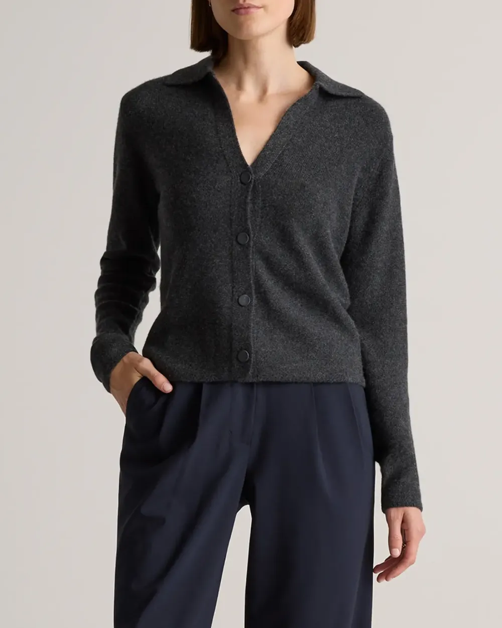 Mongolian Cashmere Collared Cardigan