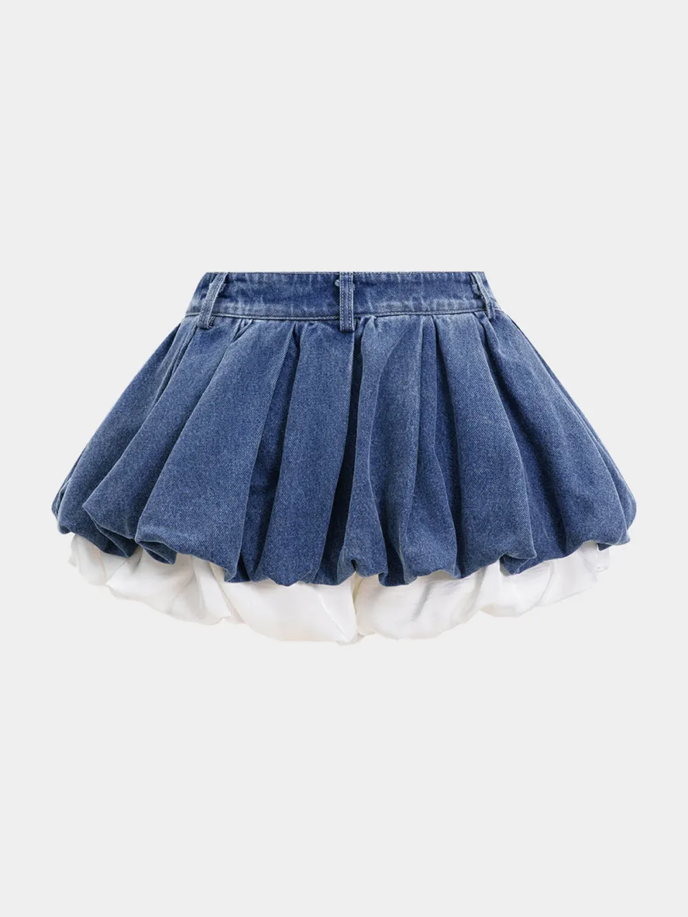 Patchwork Denim Shorts With Lace Belted