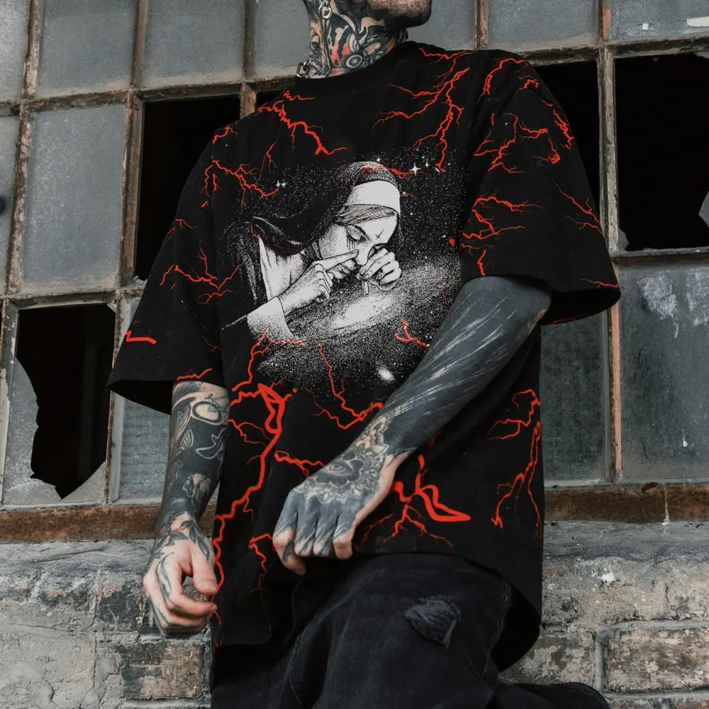 Nun Taking Cocaine Printed Men's T-Shirt