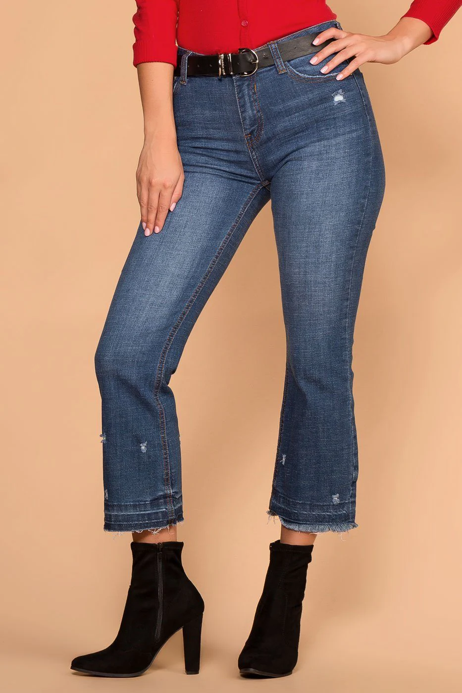 Distressed Seven Points Long Skinny Jeans