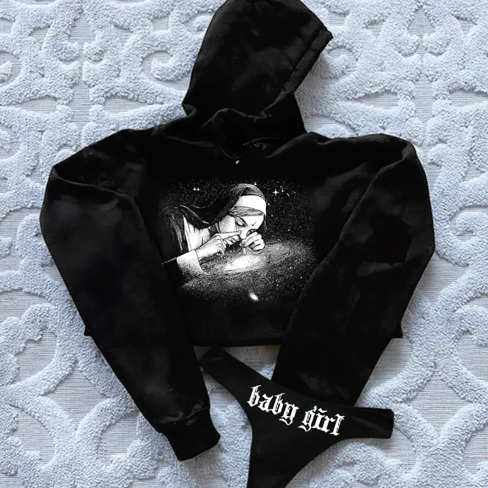 Baby Girl Printed Women's Cropped Hoodie & Thong Sets