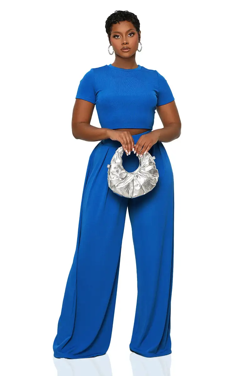Just Blue Wide Leg Pants Set