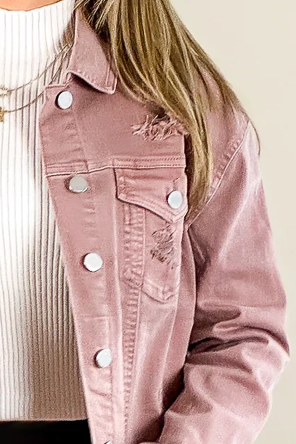 Pink denim jacket